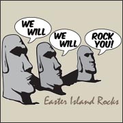 Easter Island Rocks - We Will Rock You - Funny Easter Island rock and roll queen T-shirt